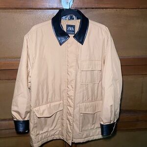 Zara Men's Beige Jacket with Black Details
